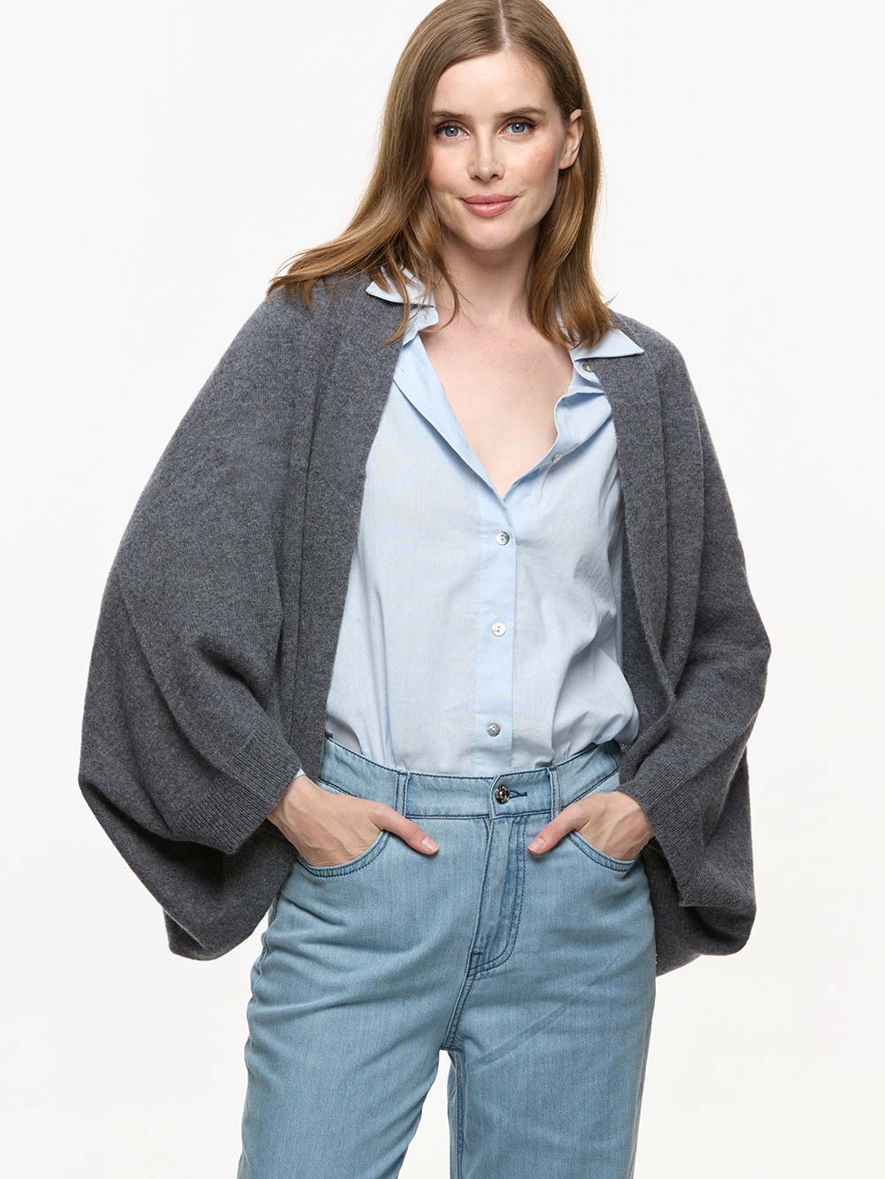 Gray Wearable Cashmere Wrap